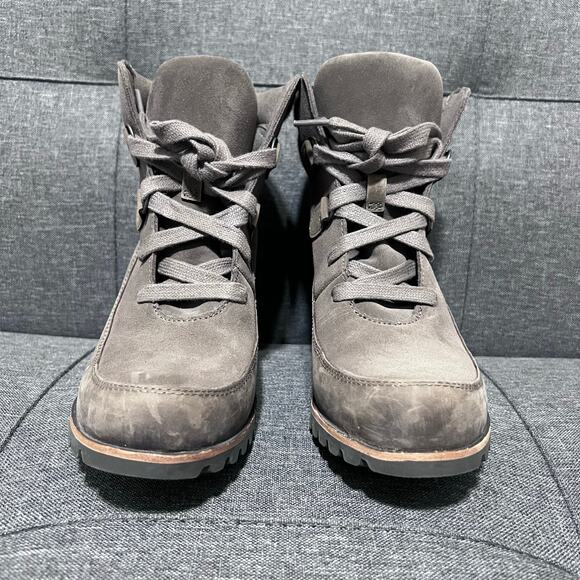 Ugg Wedge Boot Women 7 Mole Brown Kriston Nubuck Leather Waterproof - Picture 7 of 9